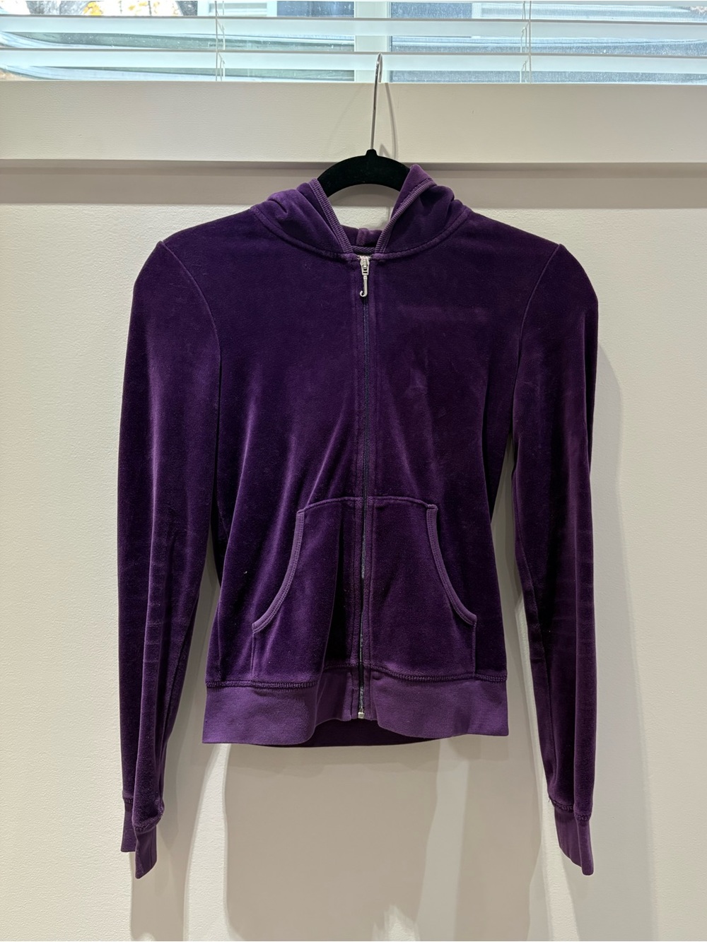 Juicy Couture Vintage Purple Velour “No. 1 Juicy” Zip-Up Hoodie – Small